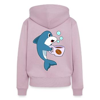 Tasse à café Delfin - Sweat à capuche zippé Premium bio Femme - rose poudré - Dos - Julia (174cm)