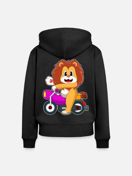 Löwe Motorrad - Frauen Premium Bio Zip Hoodie - Schwarz