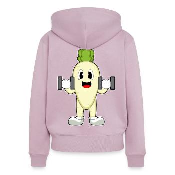 Radieschen Bodybuilder Hanteln Bodybuilding - Frauen Premium Bio Zip Hoodie - Altrosa - Hinten - Julia (174cm)