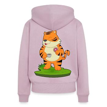 Donut au café tigre - Sweat à capuche zippé Premium bio Femme - rose poudré - Dos - Julia (174cm)