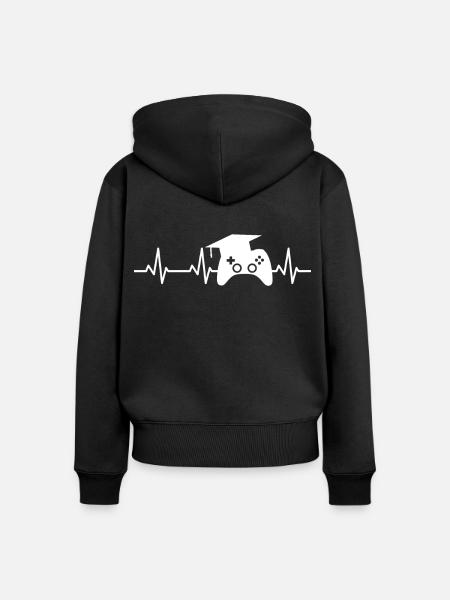 Game Designer Herzschlag - Frauen Premium Bio Zip Hoodie - Schwarz