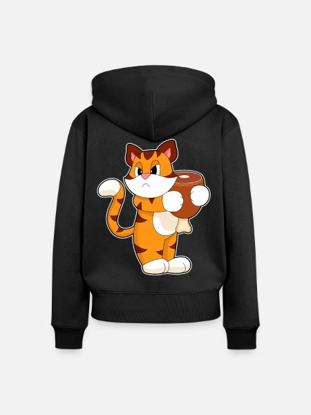Tiger Fleisch - Frauen Premium Bio Zip Hoodie - Schwarz