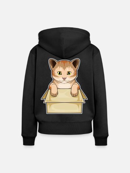 Katze Karton - Frauen Premium Bio Zip Hoodie - Schwarz