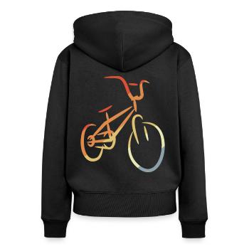 Retro BMX Zeichnung - Frauen Premium Bio Zip Hoodie - Schwarz - Hinten - Julia (174cm)