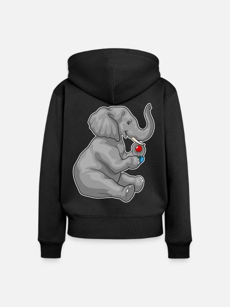 Elefant Gamer Controller - Frauen Premium Bio Zip Hoodie - Schwarz