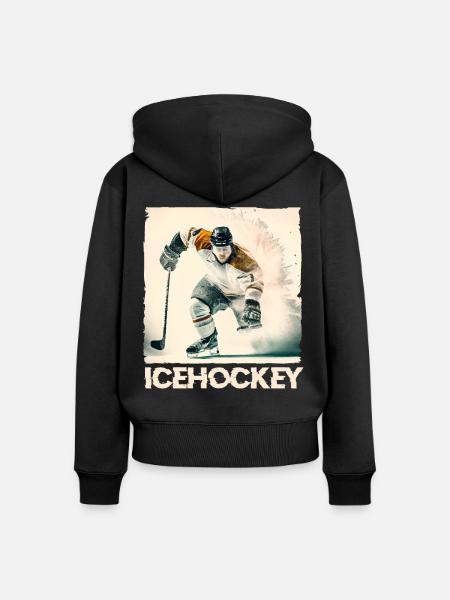 Eishockeyspieler - Frauen Premium Bio Zip Hoodie - Schwarz
