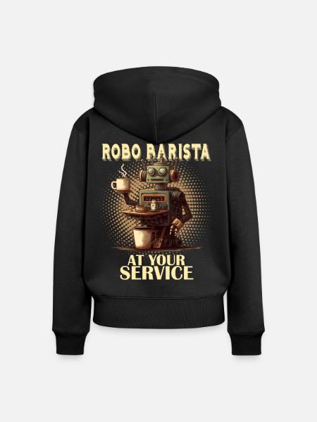 Robobarista Kaffee kochender Roboter - Frauen Premium Bio Zip Hoodie - Schwarz