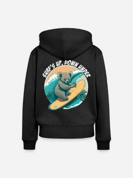 Down under surfender Koalabär - Frauen Premium Bio Zip Hoodie - Schwarz