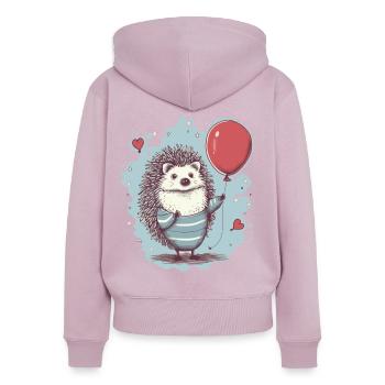 süsser Igel mit Luftballon - Frauen Premium Bio Zip Hoodie - Altrosa - Hinten - Julia (174cm)