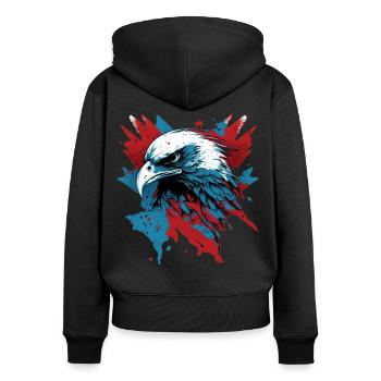 Aigle patriotique - Sweat à capuche zippé Premium bio Femme - noir - Dos - Julia (174cm)