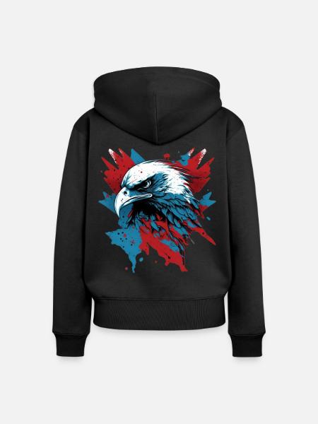 Patriotischer Adler - Frauen Premium Bio Zip Hoodie - Schwarz
