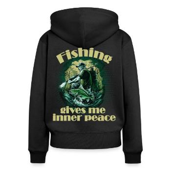 Fishing inner peace - Women's Premium Organic Zip Hoodie - black - Back - Julia (174cm)