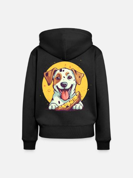 Hund mit Pizza - Frauen Premium Bio Zip Hoodie - Schwarz