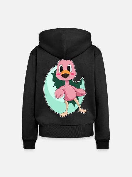Flamingo Ei - Frauen Premium Bio Zip Hoodie - Schwarz