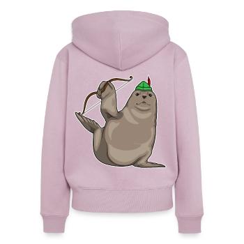 Arc de phoque - Sweat à capuche zippé Premium bio Femme - rose poudré - Dos - Julia (174cm)