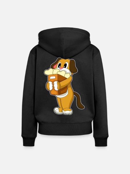 Hund Knochen - Frauen Premium Bio Zip Hoodie - Schwarz