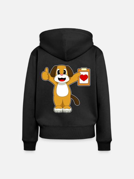 Hund Herz - Frauen Premium Bio Zip Hoodie - Schwarz