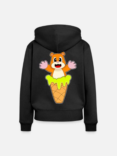 Hamster Waffeleis - Frauen Premium Bio Zip Hoodie - Schwarz