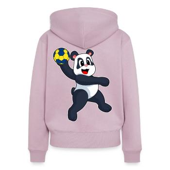Panda Handball Player Handball - Sweat à capuche zippé Premium bio Femme - rose poudré - Dos - Julia (174cm)