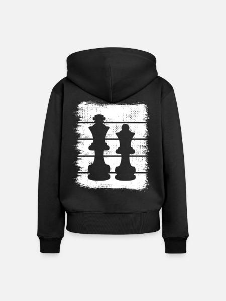 Schachfiguren Zeichnung - Frauen Premium Bio Zip Hoodie - Schwarz