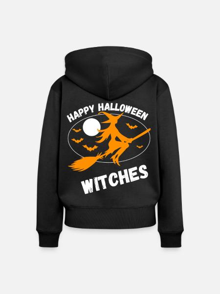 Fröhliche Halloween-Hexen - Frauen Premium Bio Zip Hoodie - Schwarz