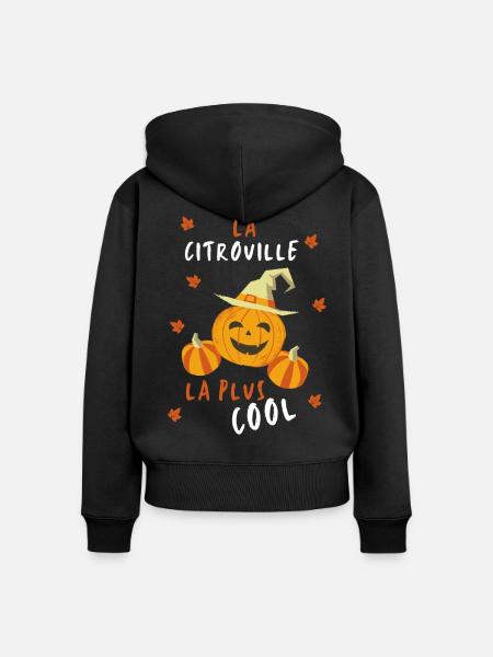 Der coolste Kürbis - Frauen Premium Bio Zip Hoodie - Schwarz