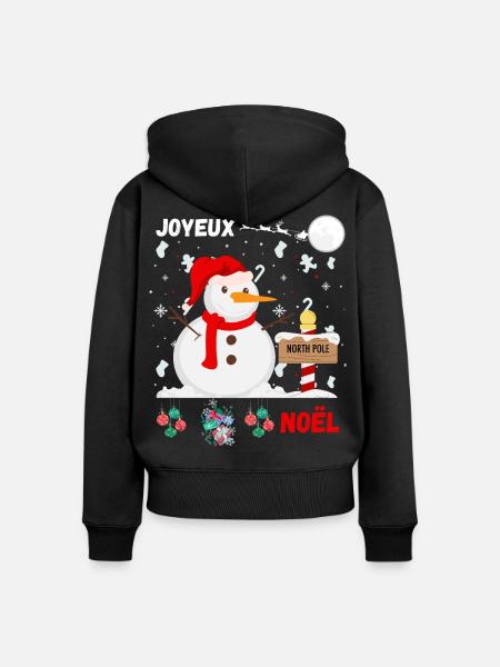 Frohe Weihnachten Schneemann - Frauen Premium Bio Zip Hoodie - Schwarz