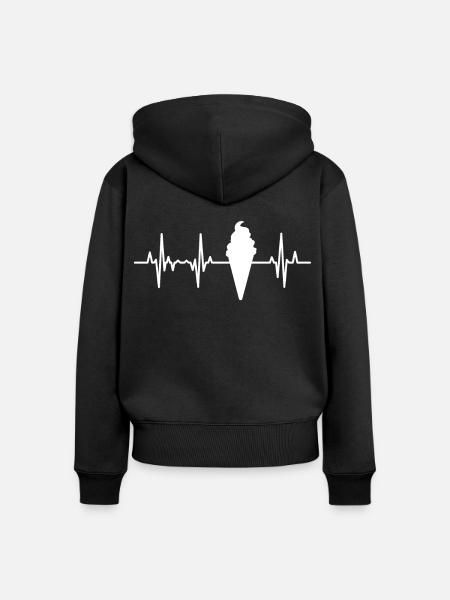 Eistüte Herzlinie EKG - Frauen Premium Bio Zip Hoodie - Schwarz