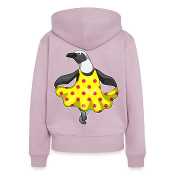 Pinguin Polka Dots Kleid - Frauen Premium Bio Zip Hoodie - Altrosa - Hinten - Julia (174cm)