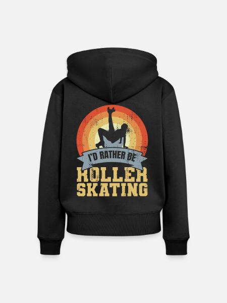 Rollschuhlaufen Liebe - Frauen Premium Bio Zip Hoodie - Schwarz
