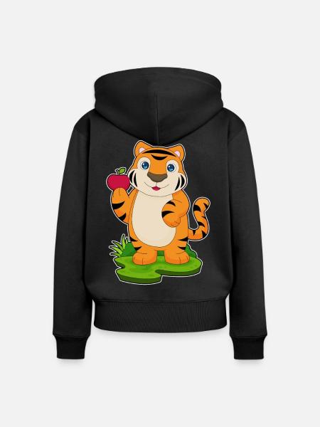Tiger Apfel - Frauen Premium Bio Zip Hoodie - Schwarz