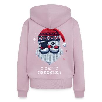 Weihnachtsmann mit Augenklappe Strickmuster - Frauen Premium Bio Zip Hoodie - Altrosa - Hinten - Julia (174cm)