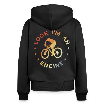 Blague sur le cyclisme - Sweat à capuche zippé Premium bio Femme - noir - Dos - Julia (174cm)