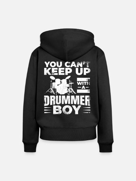 Drummer Junge - Frauen Premium Bio Zip Hoodie - Schwarz