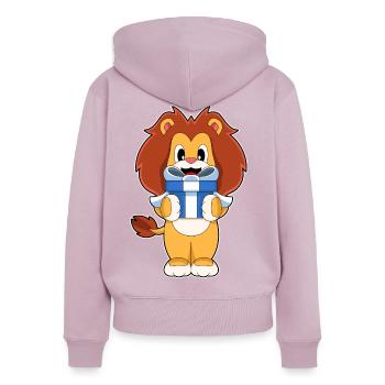 Löwe Weihnachten Paket - Frauen Premium Bio Zip Hoodie - Altrosa - Hinten - Julia (174cm)