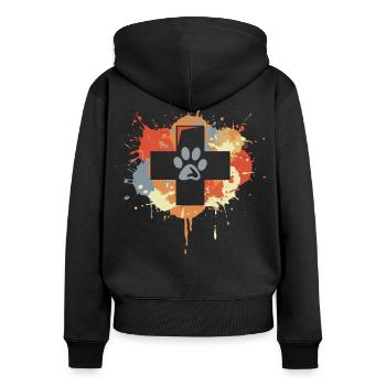 Veterinarian first aid drawing - Women's Premium Organic Zip Hoodie - black - Back - Julia (174cm)
