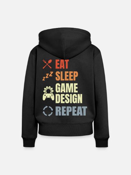 Eat Sleep Game Design Repeat - Frauen Premium Bio Zip Hoodie - Schwarz
