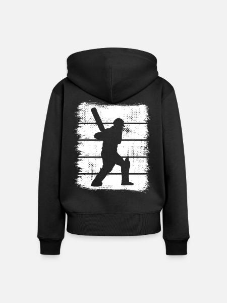 Cricket Schlagmann - Frauen Premium Bio Zip Hoodie - Schwarz