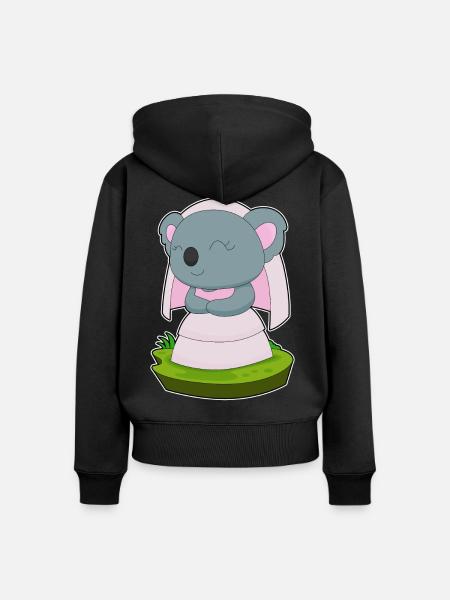 Koala Braut Schleier Hochzeit - Frauen Premium Bio Zip Hoodie - Schwarz