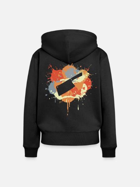 Hackbeil Zeichnung - Frauen Premium Bio Zip Hoodie - Schwarz