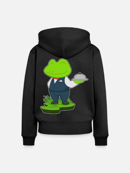 Frosch Koch Servierglocke Kochen - Frauen Premium Bio Zip Hoodie - Schwarz