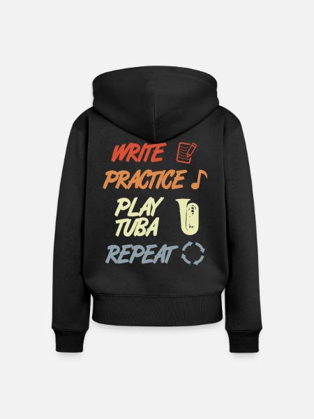 Tuba Motivation - Frauen Premium Bio Zip Hoodie - Schwarz