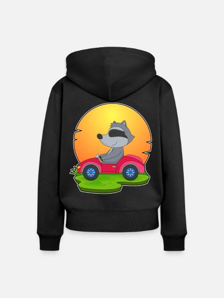 Waschbär Auto - Frauen Premium Bio Zip Hoodie - Schwarz