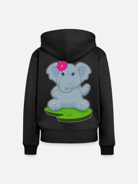 Elefant Blume - Frauen Premium Bio Zip Hoodie - Schwarz