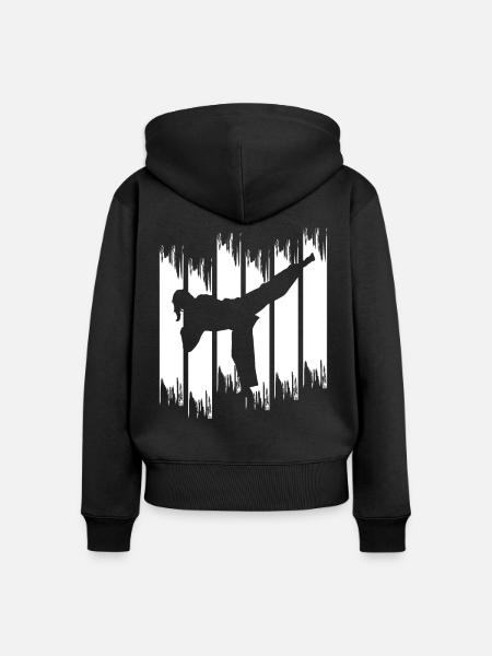 Karate Mädchen - Frauen Premium Bio Zip Hoodie - Schwarz