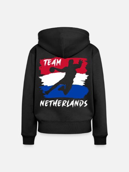 Handballmannschaft Niederlande - Frauen Premium Bio Zip Hoodie - Schwarz