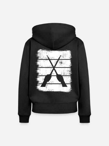 Trommelstöcke Zeichnung - Frauen Premium Bio Zip Hoodie - Schwarz