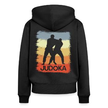 Judoka Skizze - Frauen Premium Bio Zip Hoodie - Schwarz - Hinten - Julia (174cm)