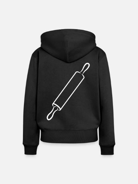 Nudelholz Zeichnung - Frauen Premium Bio Zip Hoodie - Schwarz