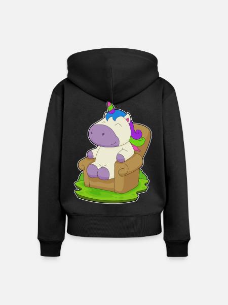 Einhorn Sessel - Frauen Premium Bio Zip Hoodie - Schwarz
